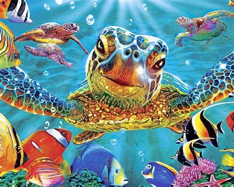 Colorful Milton Turtle Animals Paint By Number Paint Turtle Color By Number - Turtle Color By Number