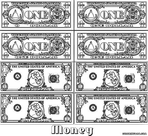 Coloring Money Page Printable Pages Picture Teaching Lesson 5 Dollar Bill Coloring Page - 5 Dollar Bill Coloring Page