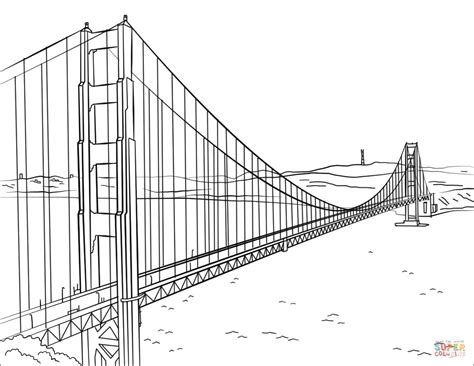Coloring Page Golden Gate Bridge Golden Gate Bridge Coloring Page - Golden Gate Bridge Coloring Page