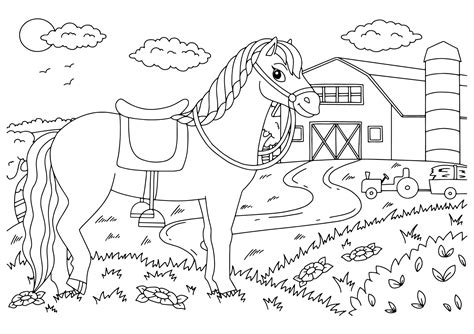 Coloring Page Horses On A Farm Just Color Horse Farm Coloring Pages - Horse Farm Coloring Pages