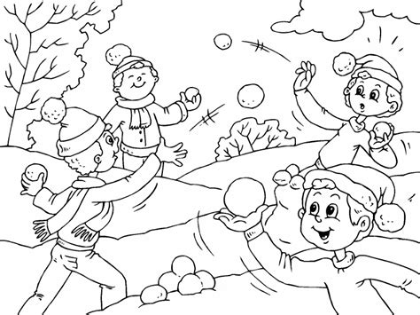 Coloring Page Snow Fight Snowball Fight Coloring Page - Snowball Fight Coloring Page