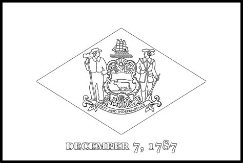 Coloring Page State Flag Delaware Printable Worksheet Delaware Flag Coloring Page - Delaware Flag Coloring Page