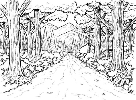 Coloring Pages Forest Scene   In The Forest Coloring Book Free Coloring Daily - Coloring Pages Forest Scene
