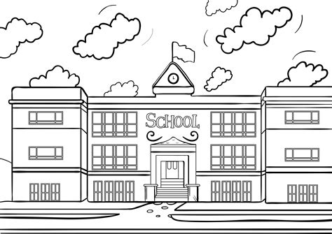 Coloring Pages Of School House Divyajanan School House Coloring Page - School House Coloring Page