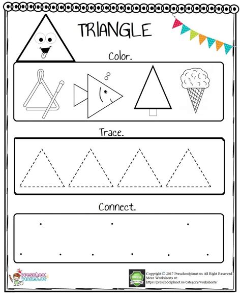 Coloring Tracing And Drawing Triangles Worksheets Preschool Triangle Worksheets - Preschool Triangle Worksheets