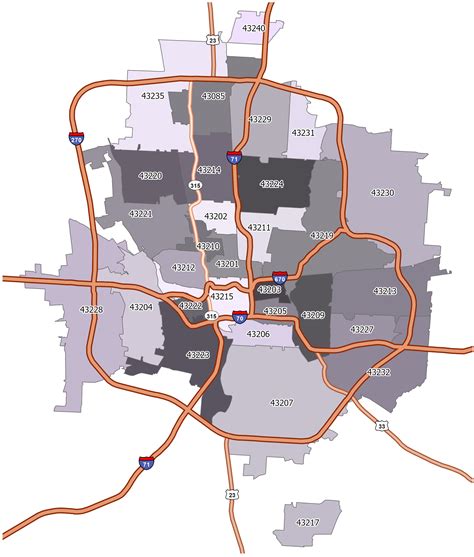 columbus ohio zip code map