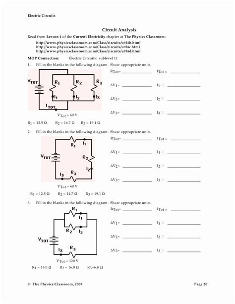 Combination Circuits Practice Problems With Answers