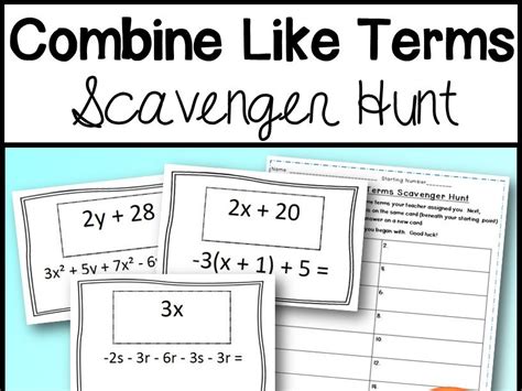 Combine Like Terms Scavenger Hunt Teaching Resources Combining Like Terms Puzzle Answer Key - Combining Like Terms Puzzle Answer Key