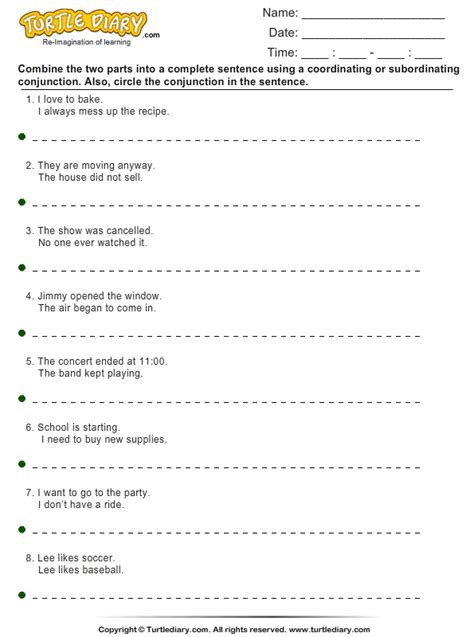 Combine Sentences Using Conjunctions