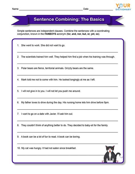 Combining Sentences Worksheets For Grade 5 K5 Learning 5th Grade Sentence Worksheet - 5th Grade Sentence Worksheet