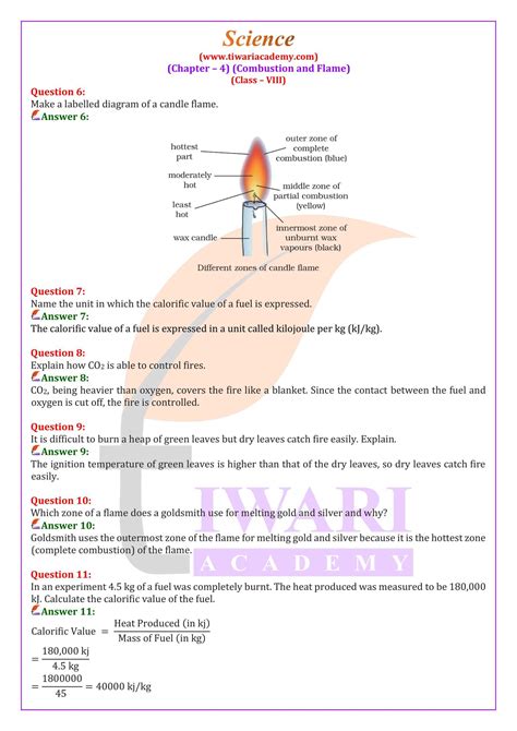 Combustion And Flame Class 8 Notes