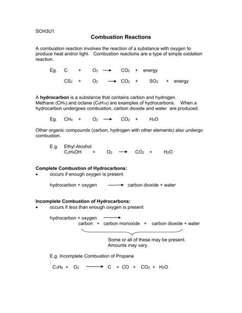 Combustion Reactions Txst Worksheet 6 Combustion Reactions - Worksheet 6 Combustion Reactions