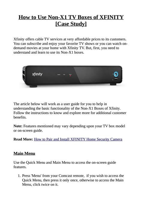 Read Online Comcast X1 Box User Guide 