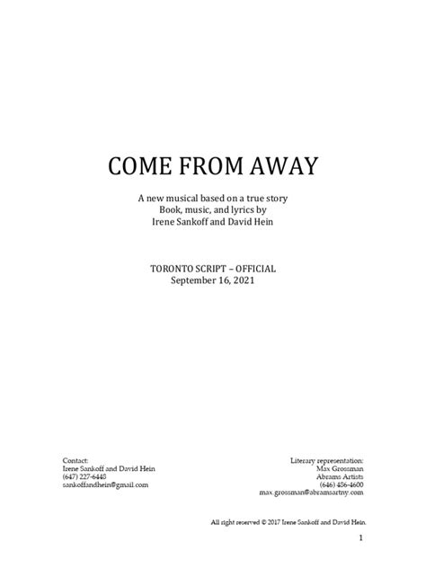Come From Away Script