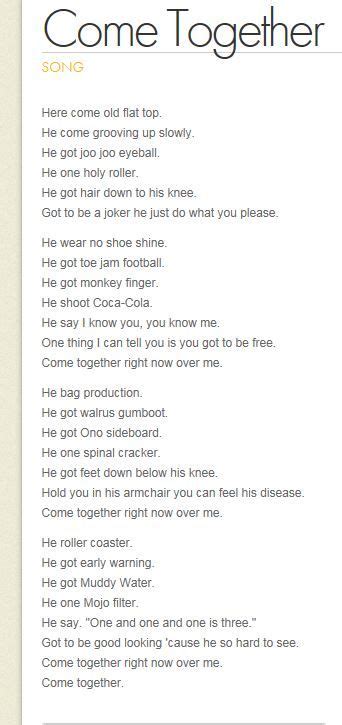 Come Together Lyrics