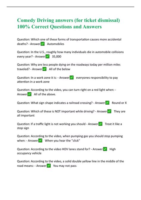 Comedy Driving Answers