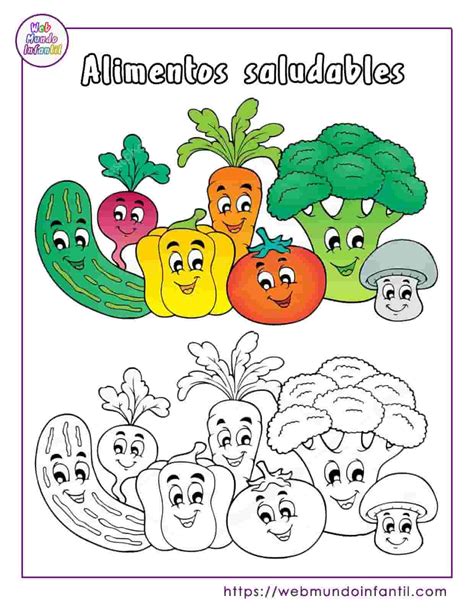 Comida Saludable Para Colorear