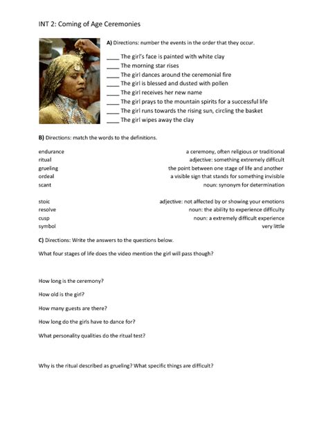 Coming Of Age Worksheet Docslib Coming Of Age Worksheet - Coming Of Age Worksheet