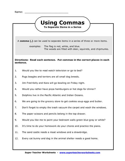 Comma Practice Worksheet 7th Grade   5th Grade Language Arts Worksheets - Comma Practice Worksheet 7th Grade