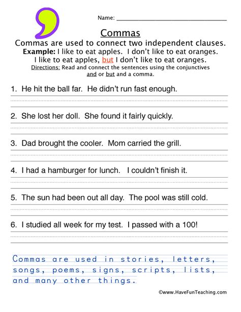 Comma Splice Worksheets K5 Learning Comma Splice Worksheet Grade 3 - Comma Splice Worksheet Grade 3