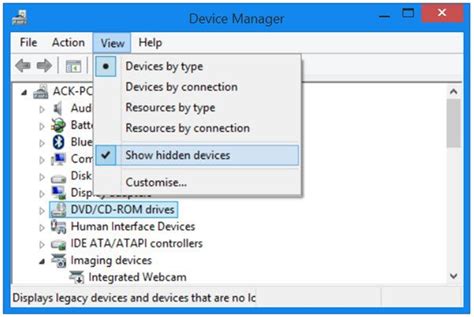 command to show hidden devices