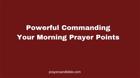 Commanding Your Morning Prayer Points Cindy Trimm