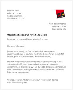 comment contacter NRJ mobile apres resiliation