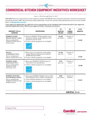 Full Download Commercial Kitchen Equipment Incentives Worksheet 