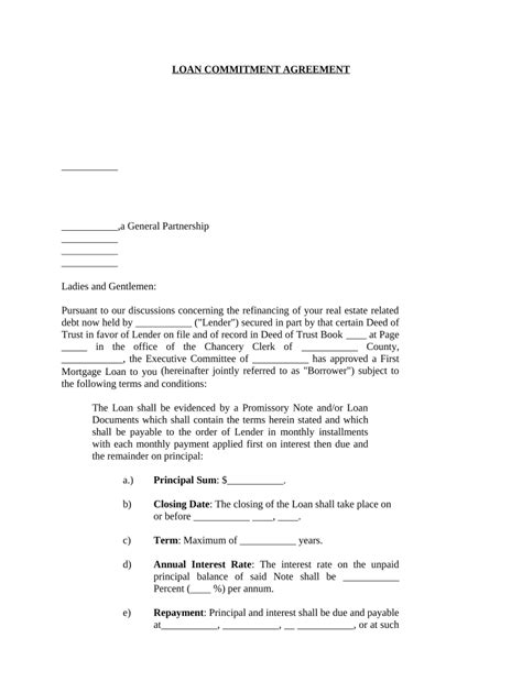commitment agreement letter Doc Template pdfFiller