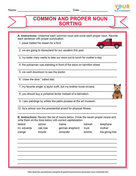 Common And Proper Noun Exercises With Answers Common And Proper Noun Activity - Common And Proper Noun Activity