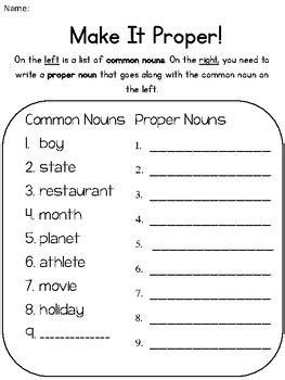 Common And Proper Nouns 3rd Grade   Nouns Common Or Proper Worksheets 99worksheets - Common And Proper Nouns 3rd Grade