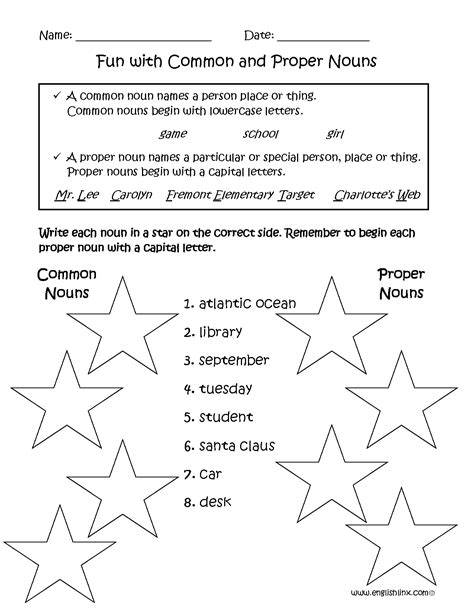 Common And Proper Nouns Third Grade English Worksheets Nouns Worksheets 3rd Grade - Nouns Worksheets 3rd Grade