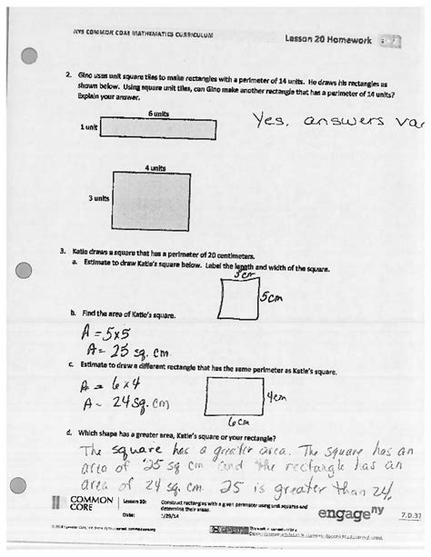 Common Core Mathematics Curriculum Lesson 31 Answers