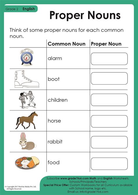 Common Nouns And Proper Nouns Grade 2 Worksheets Grade 2 Nouns Worksheet - Grade 2 Nouns Worksheet