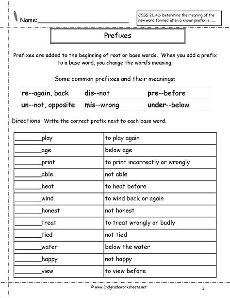 Common Prefixes Printable 2nd Grade Worksheets Education Com Prefixes Worksheets 2nd Grade - Prefixes Worksheets 2nd Grade