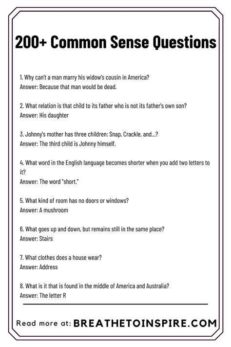 Common Sense Questions