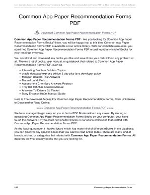 Full Download Common App Paper Recommendation Forms 