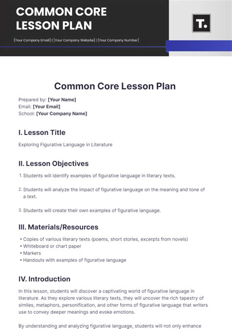 Read Common Core Lesson Plan Template For Upk 