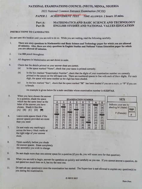 Read Common Entrance Exam Papers English 