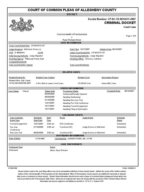 commonwealth of pennsylvania docket