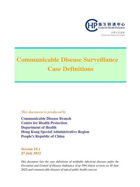 Read Online Communicable Disease Surveillance Case Definitions 