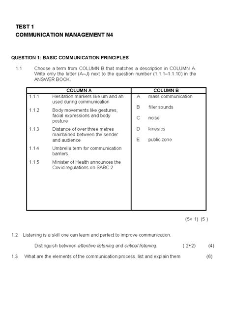 Download Communication Management Question Paper1 N4 