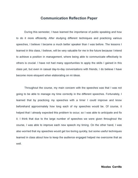 Read Communication Reflection Paper 