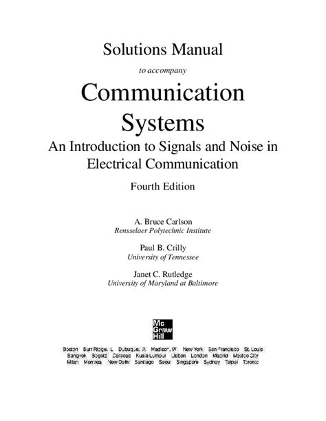 Read Online Communication Systems Bruce Carlson Solution Manual 