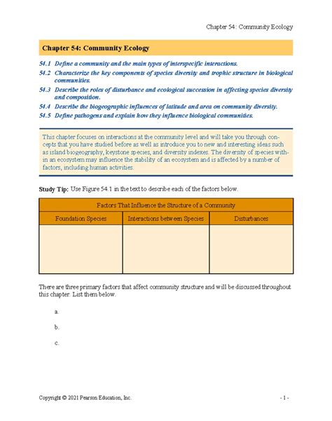 Community Ecology Answer Guide