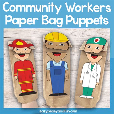 Community Helper Paper Bag Puppets Template   Printable Nurse Paper Bag Puppet Template Simple Mom - Community Helper Paper Bag Puppets Template