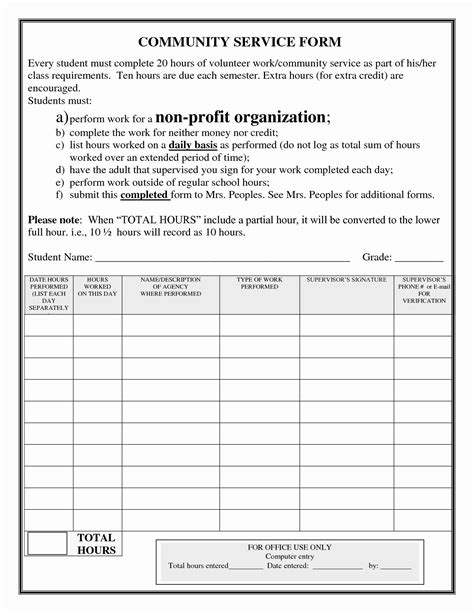 Community Service Hours Worksheet Excelguider Com Service School Worksheet - Service School Worksheet