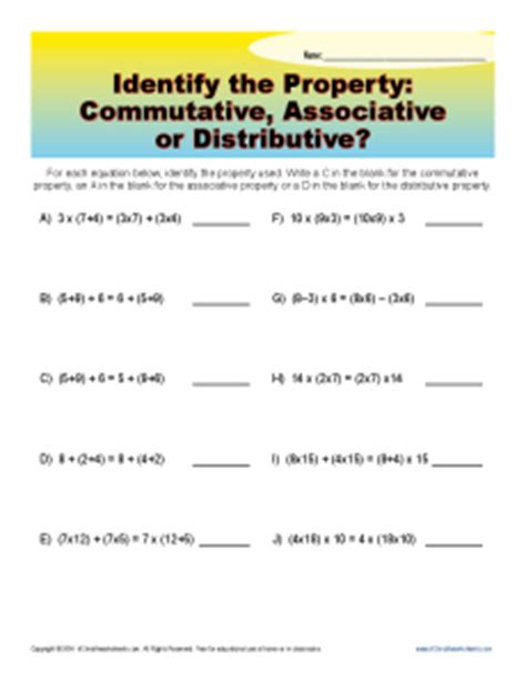 Commutative Associative And Distributive Properties Worksheets Properties Practice Worksheet - Properties Practice Worksheet