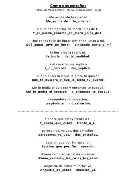 Como Dos Extraños Letra