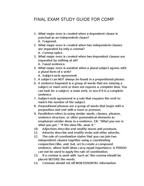 Comp 1 2015 Study Guide Version